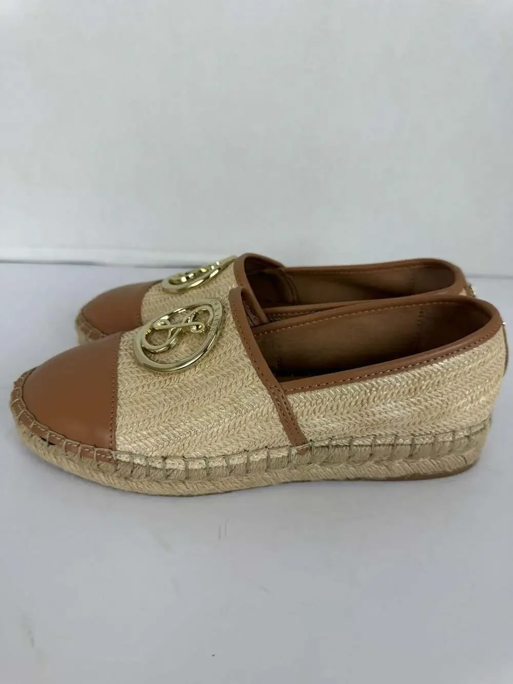Sam & Libby Women's Celeste Raffia Espadrille Flats in Natural and Cuoio Brown
